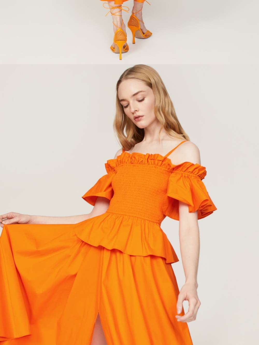 Toccin x RTR Orange Ruffle Off-Shoulder Formal Dress - Picture 9 of 13